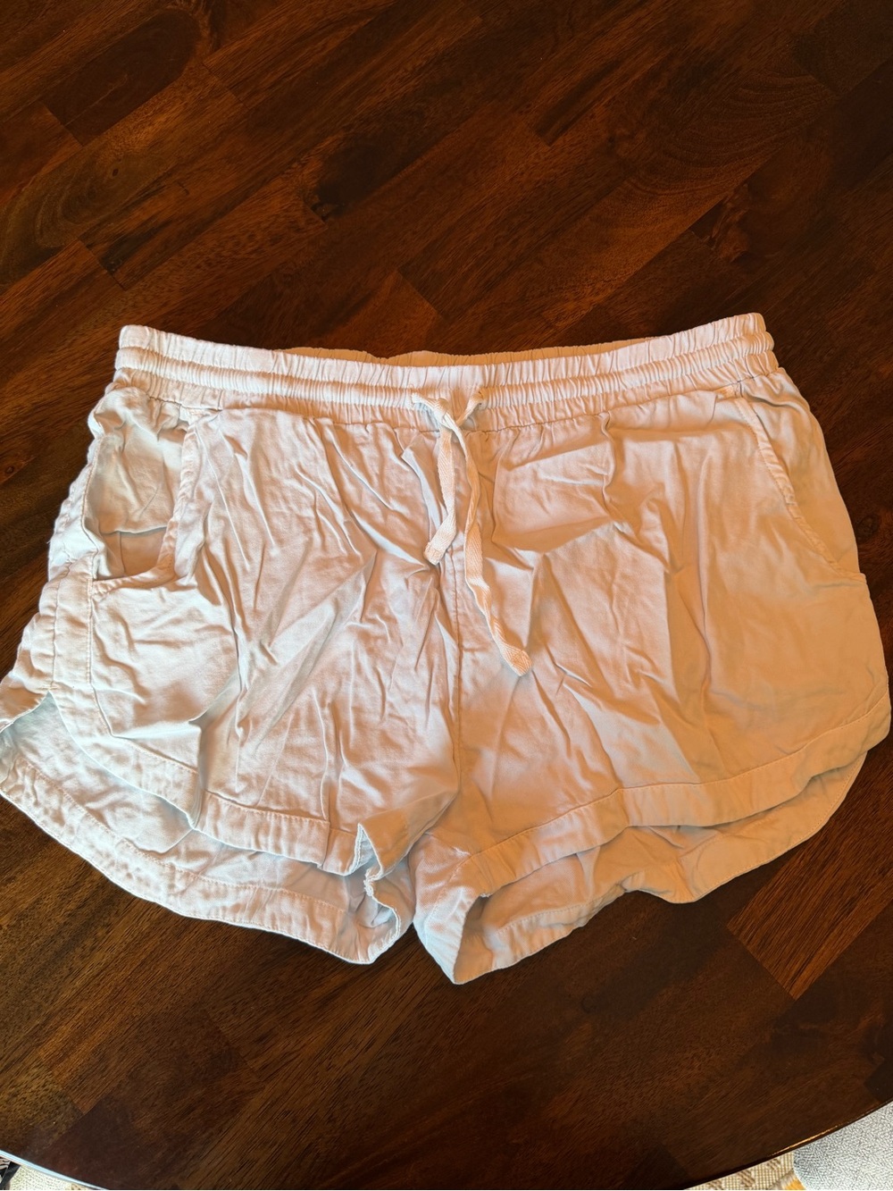 Women’s White/light blue Drawstring Casual Shorts